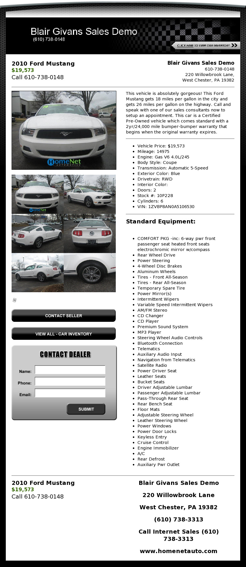 2010 Ford Mustang  (West Chester, PA) $19573
